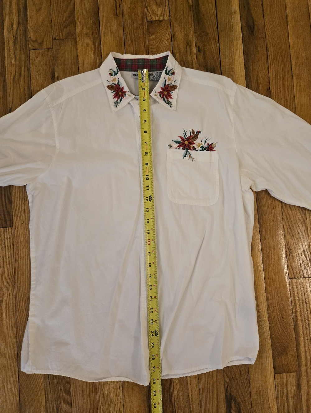 CABIN CREEK Vintage Embroidered Floral Oversized 100% Cotton White Button Down L - Picture 5 of 6